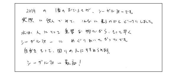 ２０１４年、一番の驚きがシーガルフォーです。